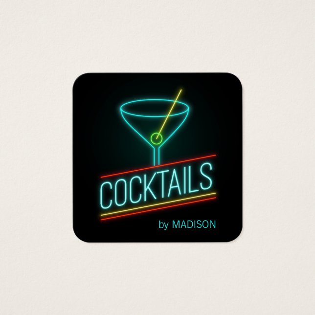 Cartes De Visite Nom et texte personnalisés COCTAILS (Devant)