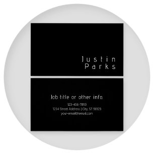 Cartes De Visite Nom modifiable minimaliste moderne   Noir & Blanc