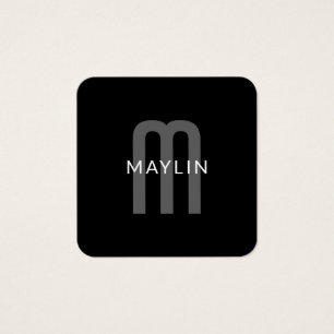 Cartes De Visite Nom Monogramme d'apparence moderne   Noir gris bla