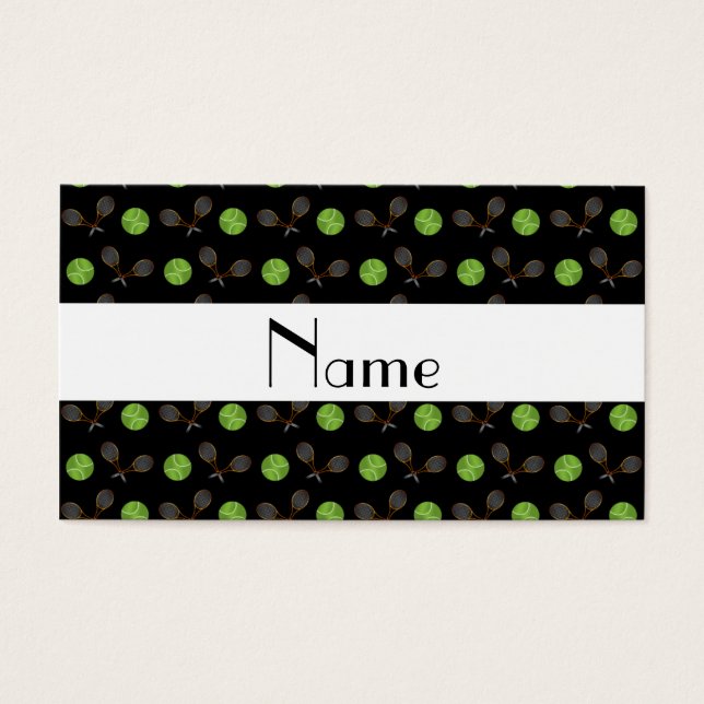 Cartes De Visite Nom personnalisé balles de tennis noir (Devant)