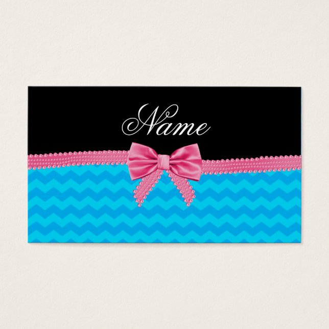Cartes De Visite Nom personnalisé ciel bleu chevrons rose arc (Devant)