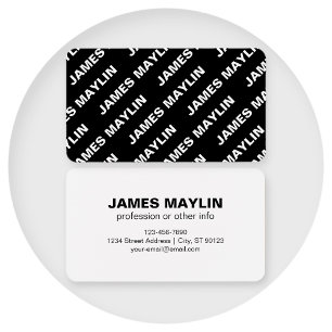 Cartes De Visite Nom répétitif gras modifiable Simple blanc noir