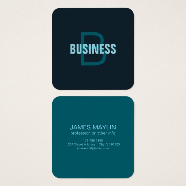 Cartes De Visite Nom simple en gras personnalisable en monogramme (Devant & derrière)