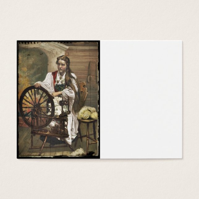 Cartes De Visite Norwegian Girl a Spinning Wheel (Devant)