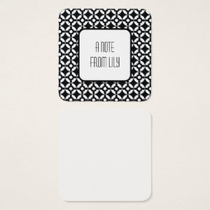 Cartes De Visite Notes de message du Motif rétro circulaire noir et