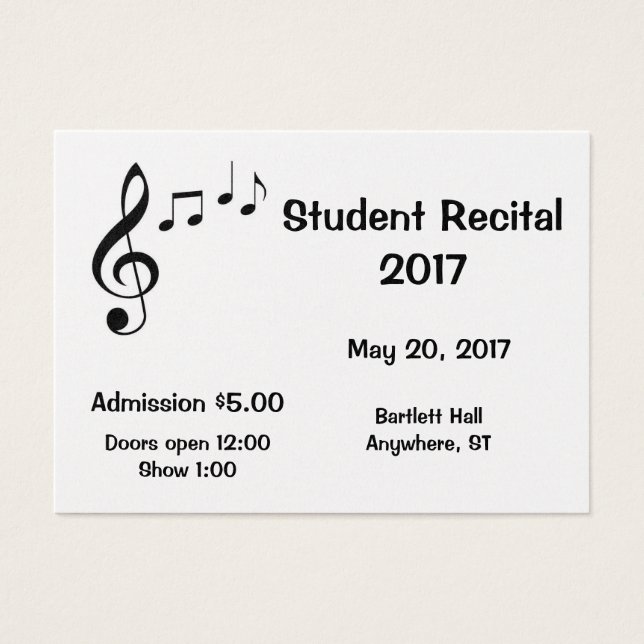 Cartes De Visite Notes de musique Design-Your-own Tickets (Devant)