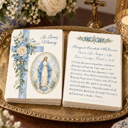 Cartes De Visite Notre-Dame de Grâce Bleu Floral Mémorial Catholiqu
