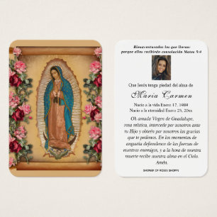 Cartes De Visite Notre-Dame de Guadalupe Espagne funérailles prière