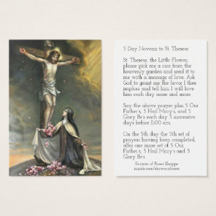 Cartes De Visite Novena de roses de rose de crucifix de St Therese