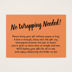 Cartes De Visite Nuptiale minimale sans envelopper Douche Orange Ca