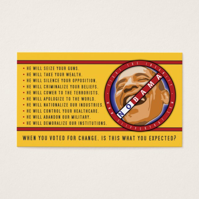 Cartes De Visite Obama "Quand vous avez voté pour le changement..." (Devant)