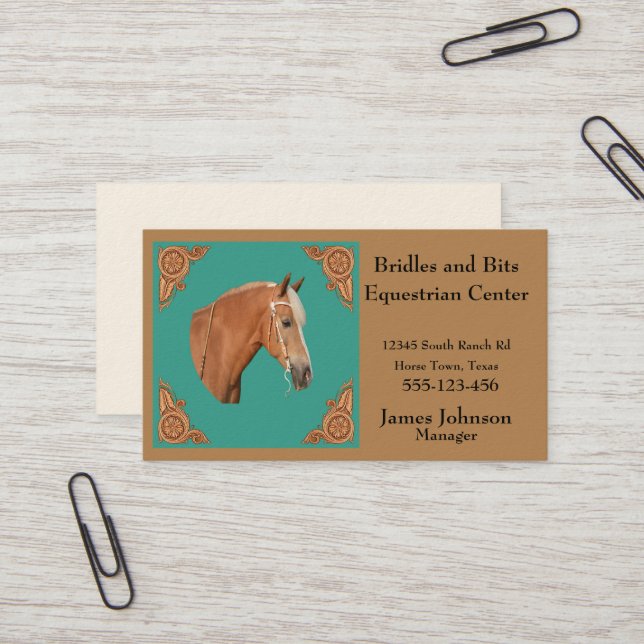 Cartes de visite occidentaux de cheval de palomino (Devant/Arrière en situation)