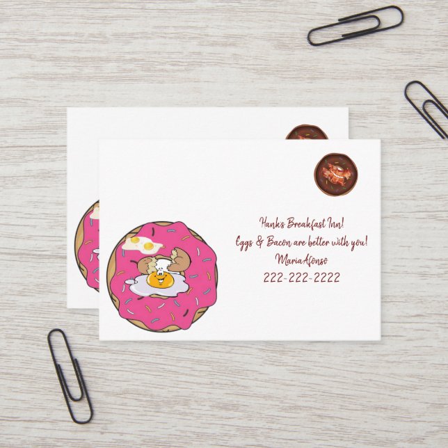 Cartes de Visite, Œufs du Petit Déjeuner BaconCart (Devant/Arrière en situation)
