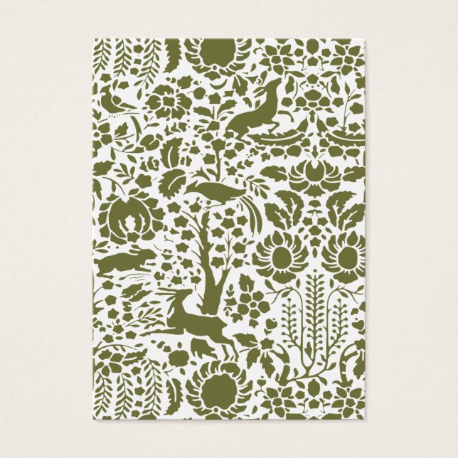Cartes De Visite Oiseau, damas à fleurs de cerfs (Devant)