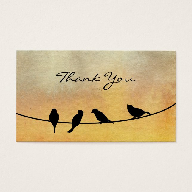 Cartes De Visite Oiseaux sur un fil Merci (Devant)