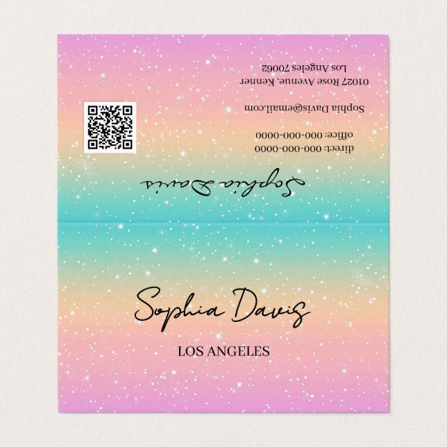 cartes de visite opale iridescente pastel  (Extérieur déplié)