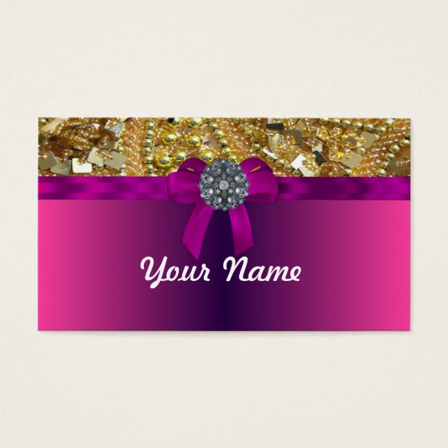 Cartes De Visite Or bling & magenta (Devant)