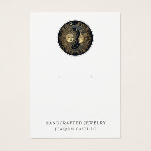Cartes De Visite Or céleste Black Soleil Lune à oreille Bijoux