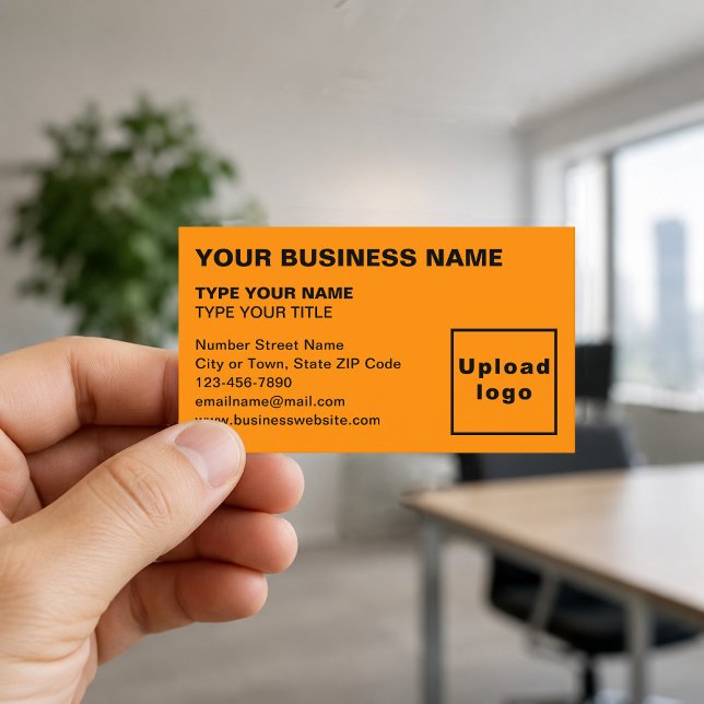 Cartes de visite orange alignées à gauche (Front of the business card)