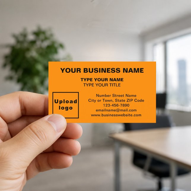 Cartes de visite orange alignées au centre (Front of the business card)