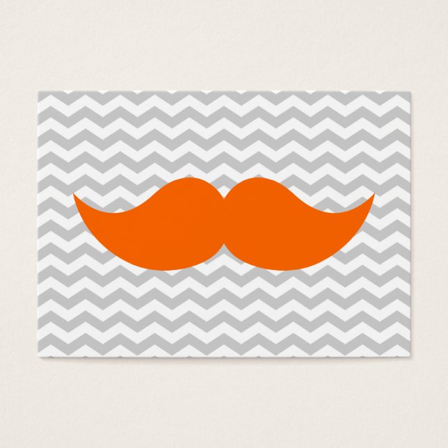 Cartes De Visite Orange Moustache Gris Chevron Stripe (Devant)