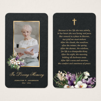 Cartes De Visite Orchidée blanche Black Gold Photo Funérailles Cart