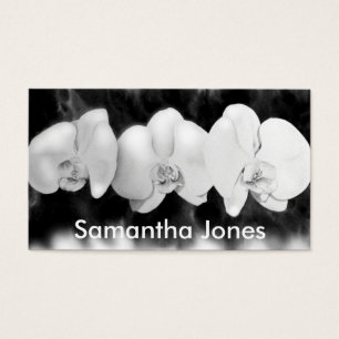 Cartes De Visite Orchidée blanche noire peinture à fleurs tropicale