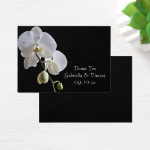Cartes De Visite Orchidée blanche sur Noir Mariage Favoriser Tags