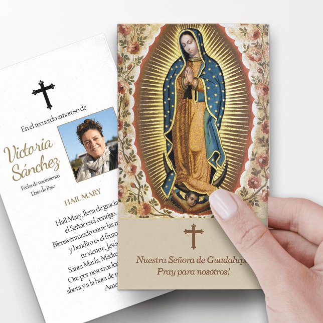 Cartes De Visite Our Lady of Guadalupe 3 Spanish Prayer Cards (catholic, religious, celebration of life, in loving memory of, prayer cards for bereavement)
