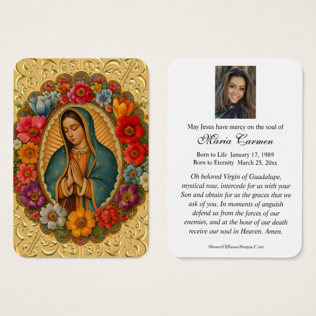 CARTES DE VISITE OUR LADY OF GUADALUPE FUNERAL PRAYER CARD (Devant & derrière)