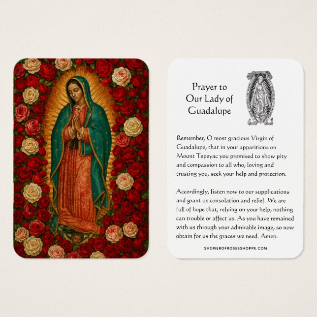 Cartes De Visite Our Lady of Guadalupe Prayer Holy Card (Devant & derrière)