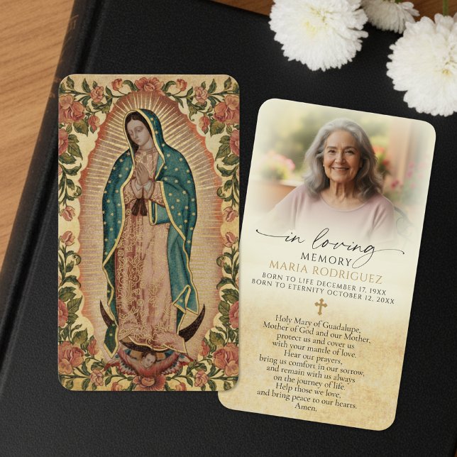 Cartes De Visite Our Lady of Guadalupe Prayer Photo Sympathy Cards (Créateur téléchargé)