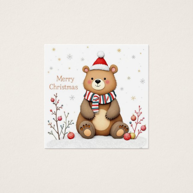 Cartes De Visite Ours de Noël (Devant)