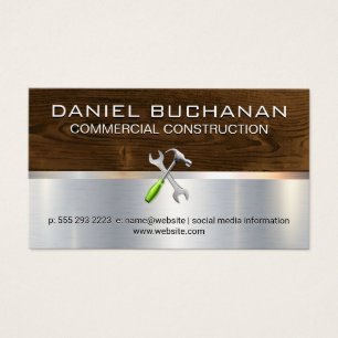 Cartes De Visite Outils de construction Matériel Métal Bois