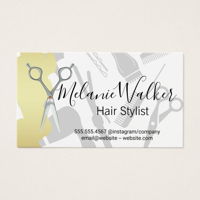 Cartes De Visite Outils de salon de cheveux (Devant)