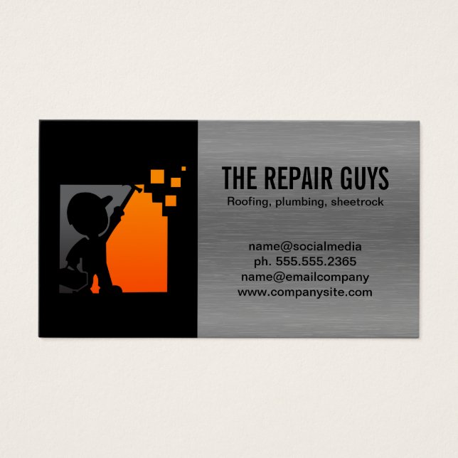 Cartes De Visite Ouvrier du bâtiment | Fixation de la menuiserie (Devant)