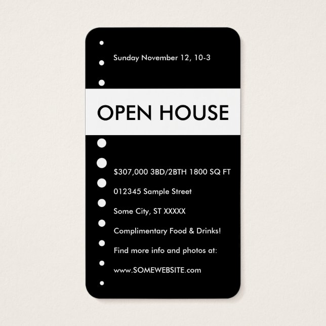 Cartes De Visite OUVRIR LA touche maison MAISON (Dos)