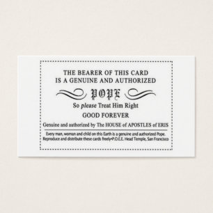 Cartes De Visite P.O.E.E. Pape Card