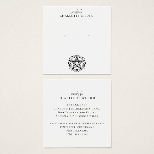 Cartes De Visite Pagan Wiccan Pentacle Bijoux oreille (Devant & derrière)