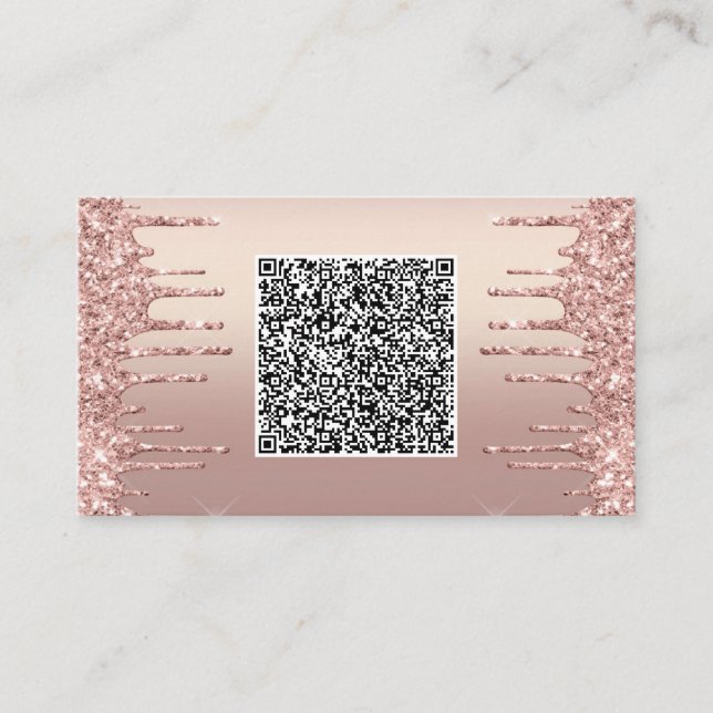 Cartes de visite Pailletées Or Rose avec QR Code (Devant)