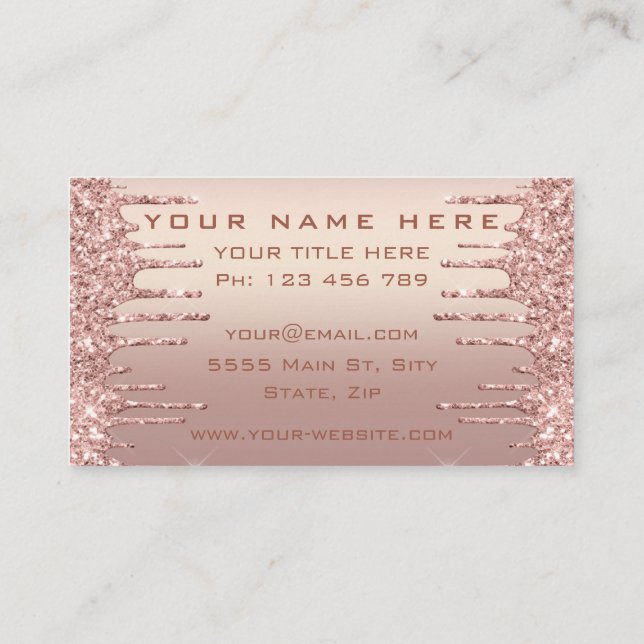 Cartes de visite Pailletées Or Rose Création Perso (Dos)