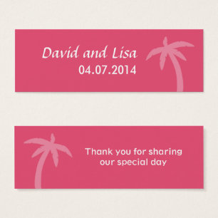Cartes De Visite Palm rose Mariage de plage tropicale