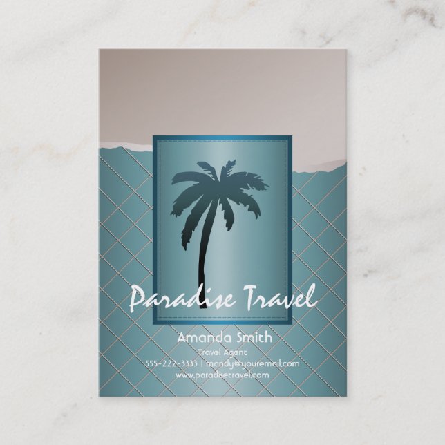 Cartes de visite Palmier Bleu Turquoise (Devant)