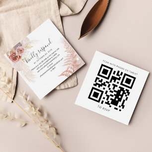 Cartes De Visite Pampas Grass Tan QR Code Site Mariage RSVP