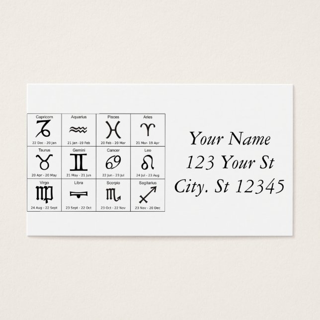Cartes De Visite Panneau solaire Zodiac Calendrier Astrologie Thund (Devant)