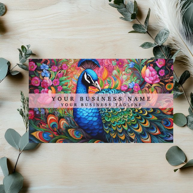 Cartes de visite Paon Colorées (Créateur téléchargé)