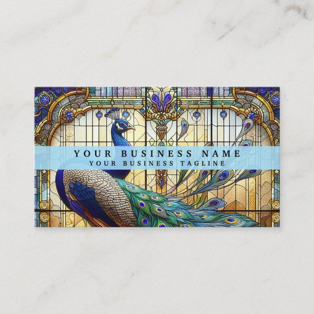 Cartes de visite Paon en Verre Cathédrale (Devant)