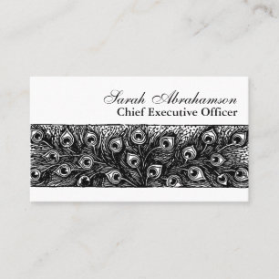 Cartes de visite Paon Paons Noir et Blanc