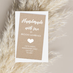 Cartes De Visite Papier Kraft fait main avec amour Cœur Blanc