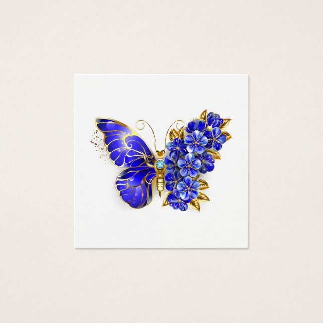 Cartes De Visite Papillon de saphir de fleur (Devant)